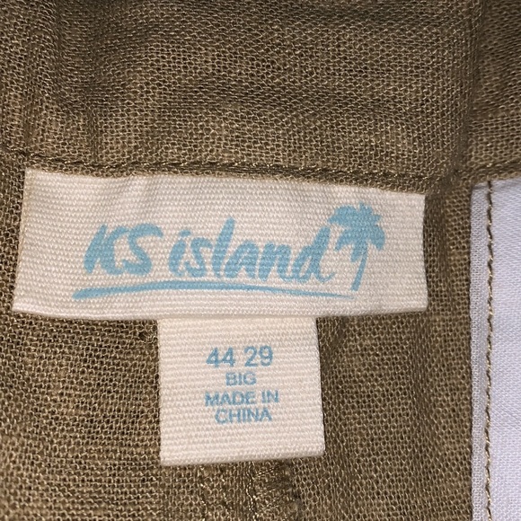 Men’s Linen Blend Cargo Pants Khaki - Picture 3 of 5